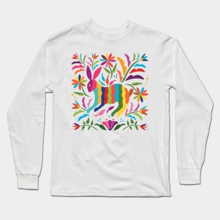 Mexican Otomí Rabbit by Akbaly Long Sleeve T-Shirt